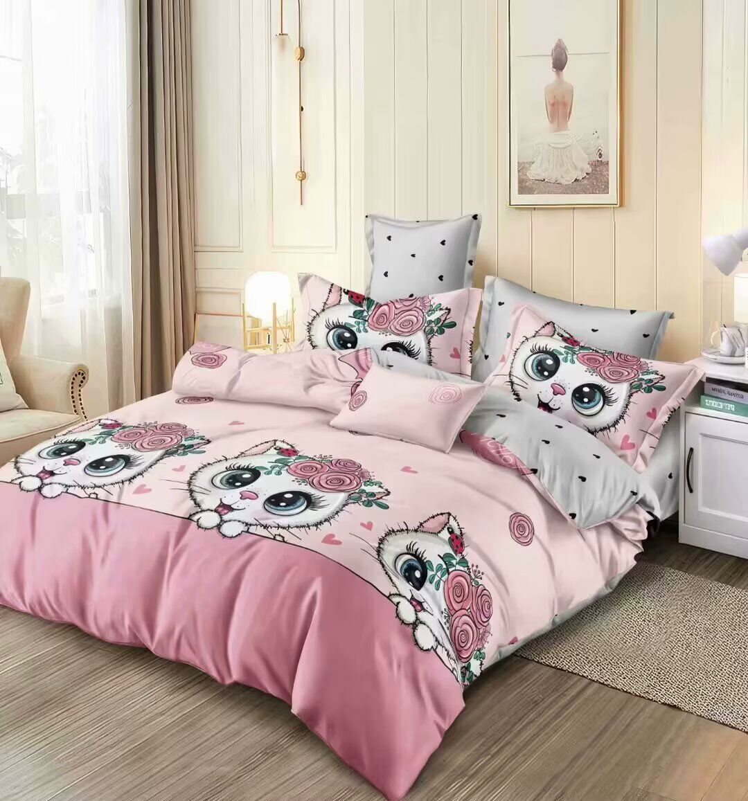 Kids Cartoon Bed Sheet Set - 4PC